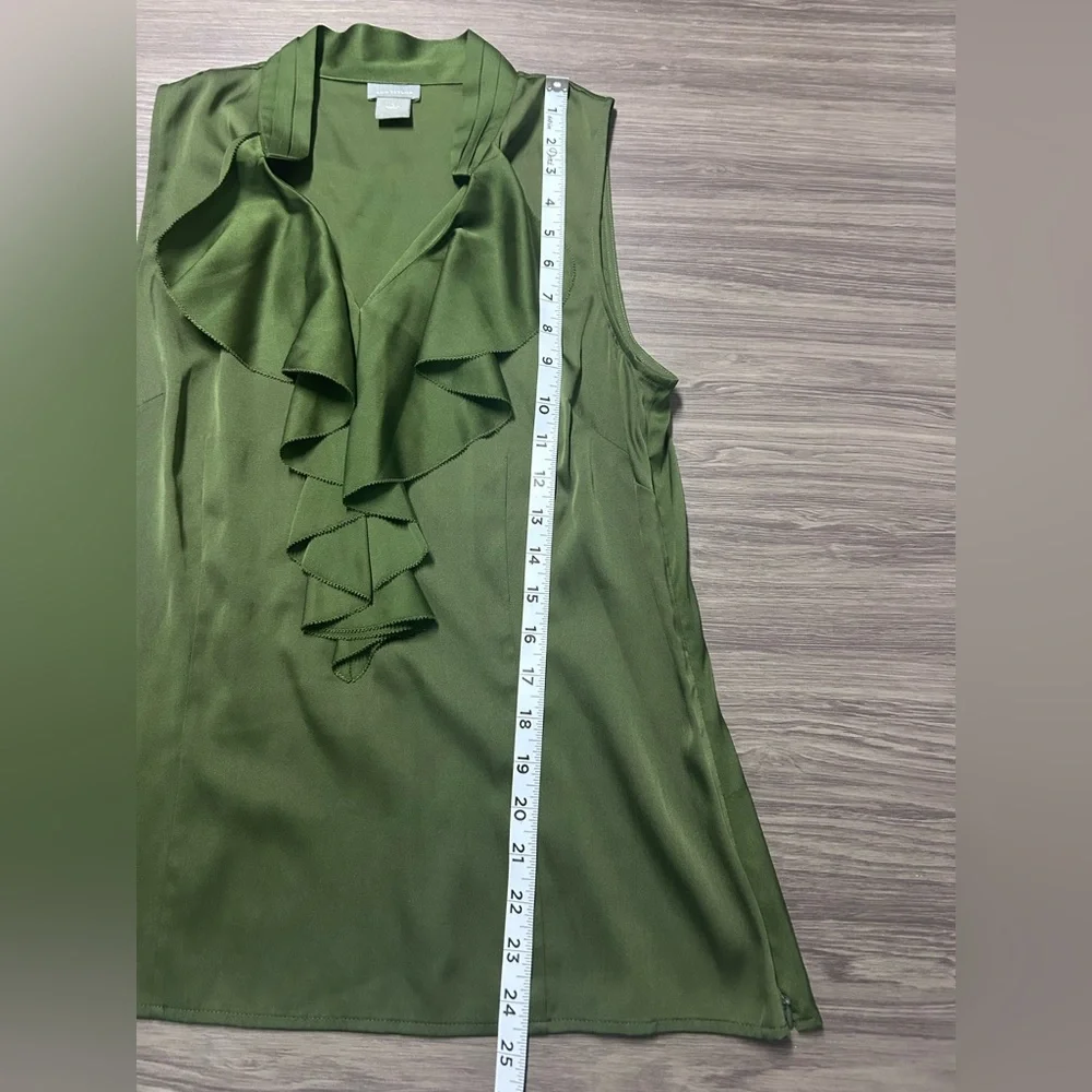 Ann Taylor Silk Sleeveless Blouse Size 8 Green - Picture 4 of 6